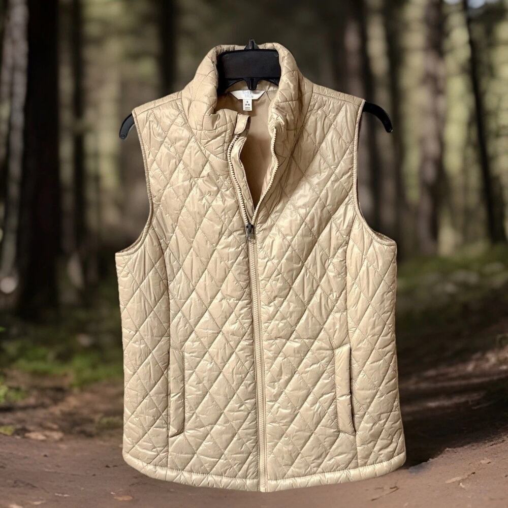 Time And Tru Jacket Vest, Size S (4-6), Tan, Zipper